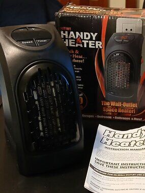 Handy Heater - 400 Watt Wall Outlet Space Heater - New in Open Weathered Box